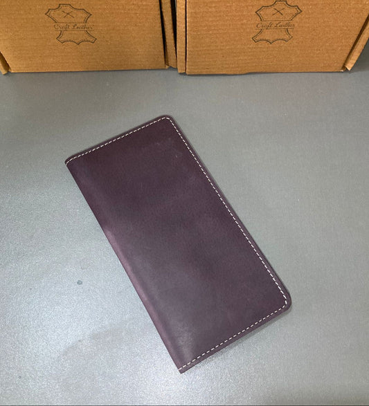 Genuine Leather Long Wallet – Deep Plum