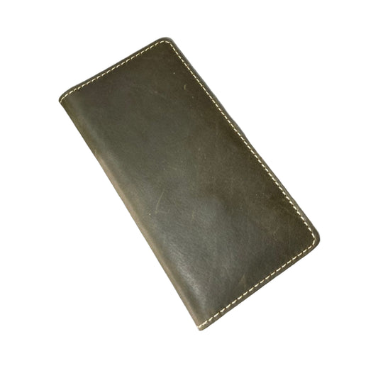 Genuine Leather Long Wallet – Olive Green