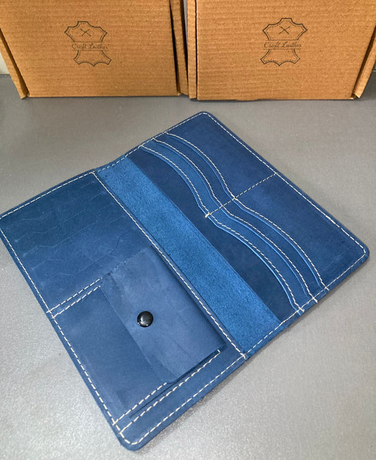 Genuine Leather Long Wallet – Royal Blue