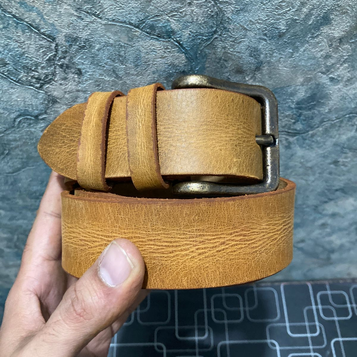 Leather Belt Strong Buckle Casual Camel