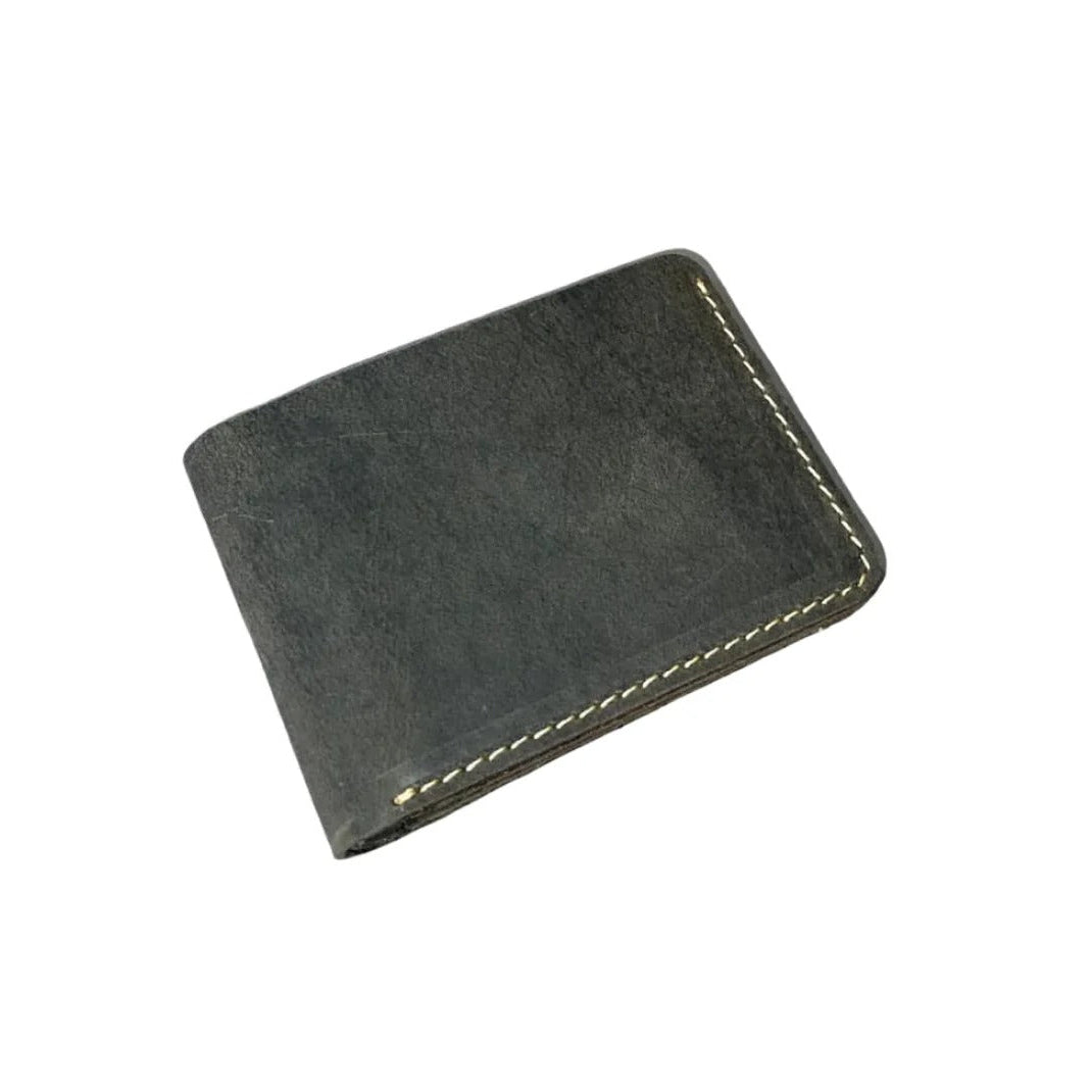Leather Wallet Slim Bifold Design with Coin Pocket - Olive Green